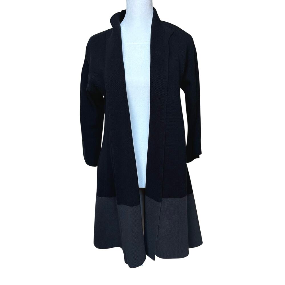 Eileen Fisher Open Front Knit Black Grey Jacket - XS